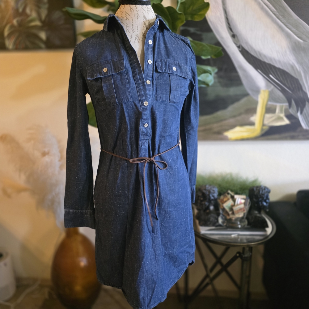 Tommy Hilfiger Denim Dress - Blue With White Speckled Suede Belt